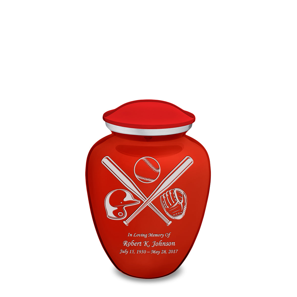 Medium Embrace Bright Red Baseball Cremation Urn