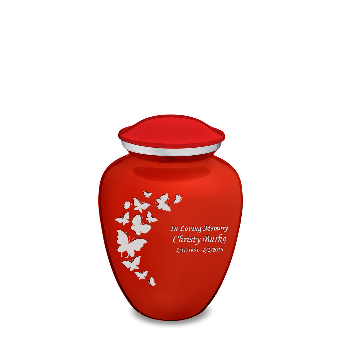 Medium Embrace Bright Red Butterfly Cremation Urn
