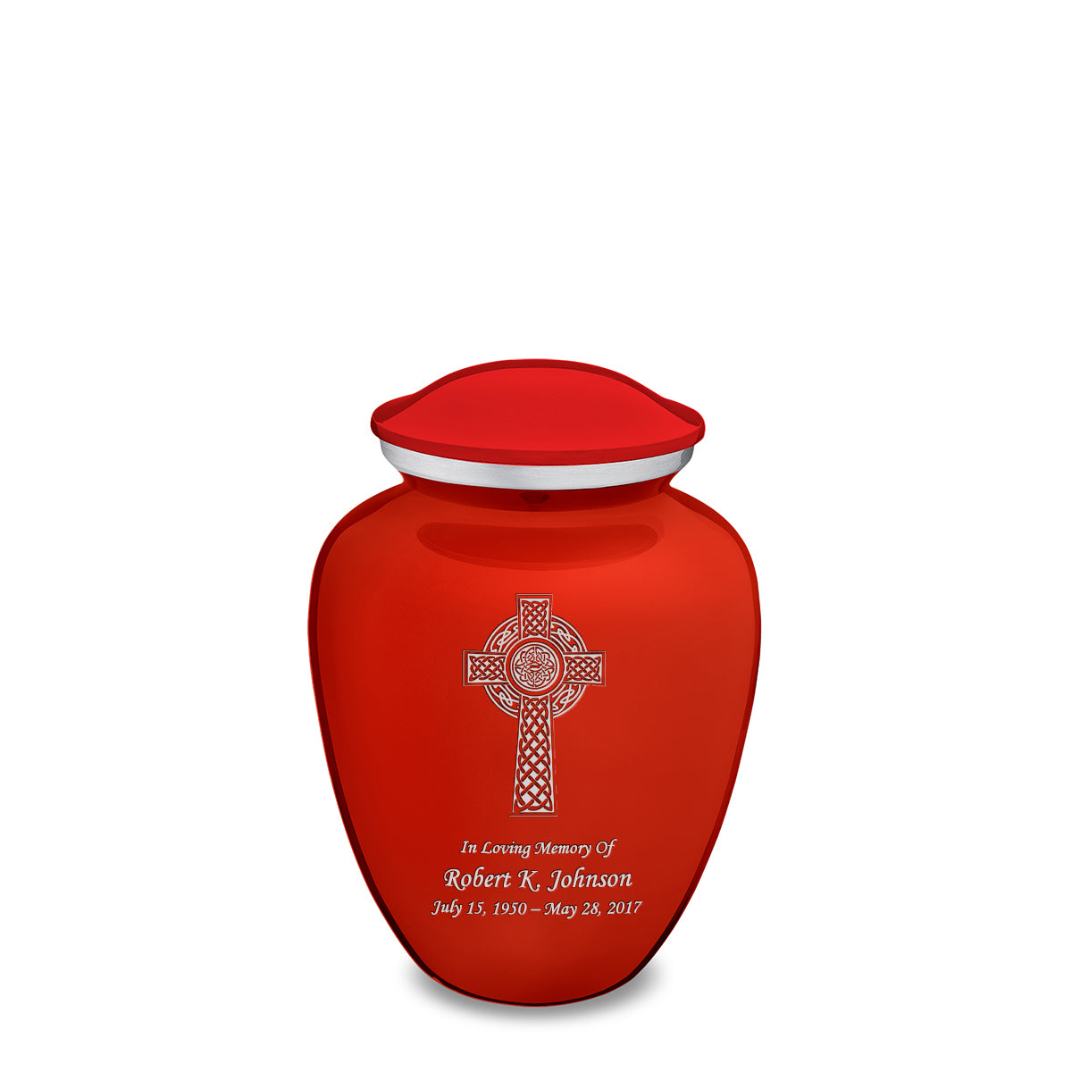 Medium Embrace Bright Red Celtic Cross Cremation Urn