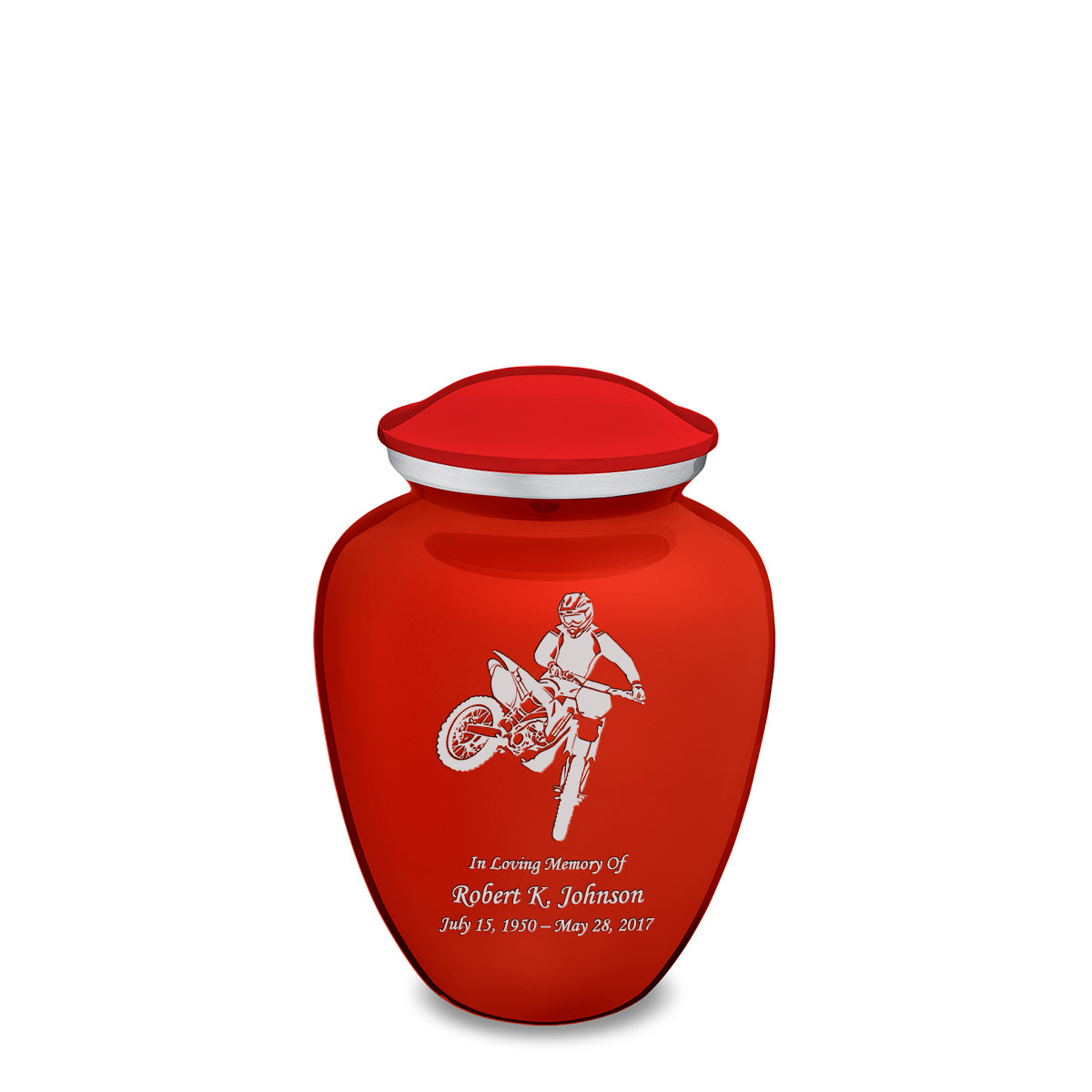 Medium Embrace Bright Red Dirt Bike Cremation Urn