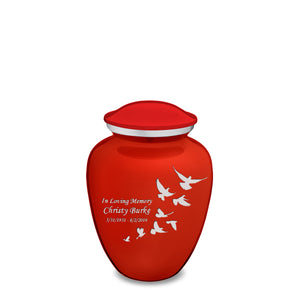 Medium Embrace Bright Red Doves Cremation Urn