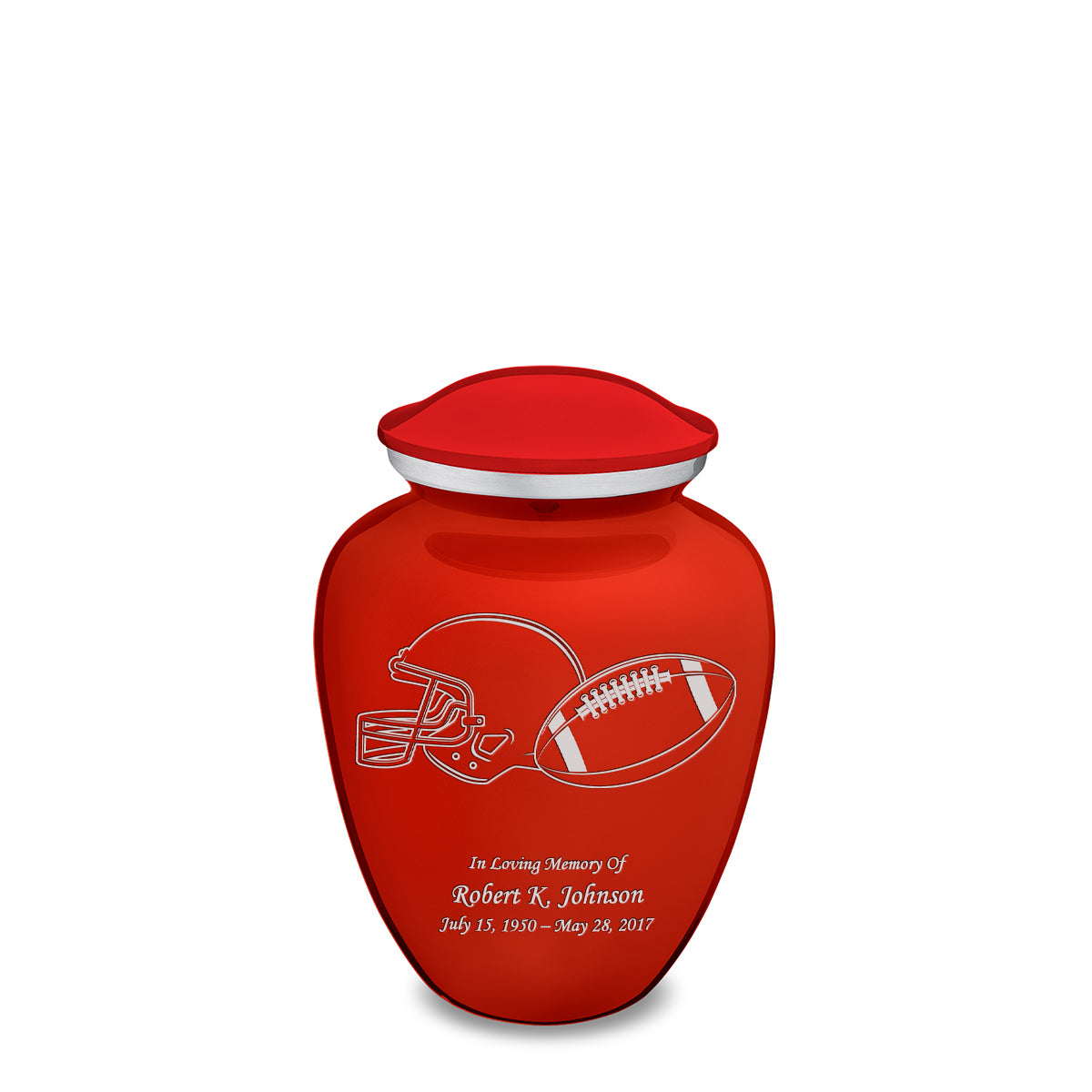Medium Embrace Bright Red Football Cremation Urn