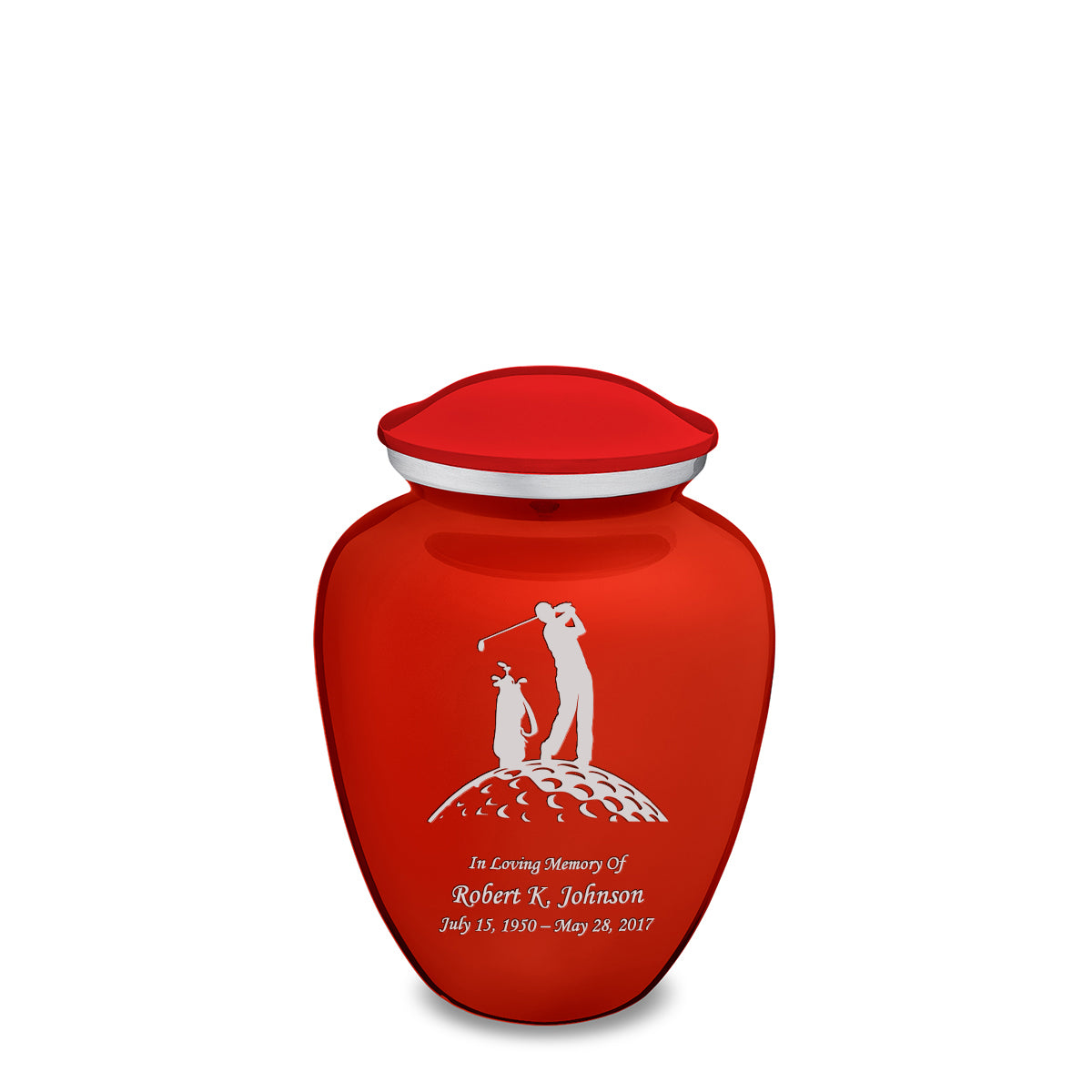 Medium Embrace Bright Red Golfer Cremation Urn