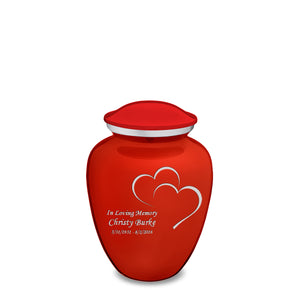 Medium Embrace Bright Red Hearts Cremation Urn
