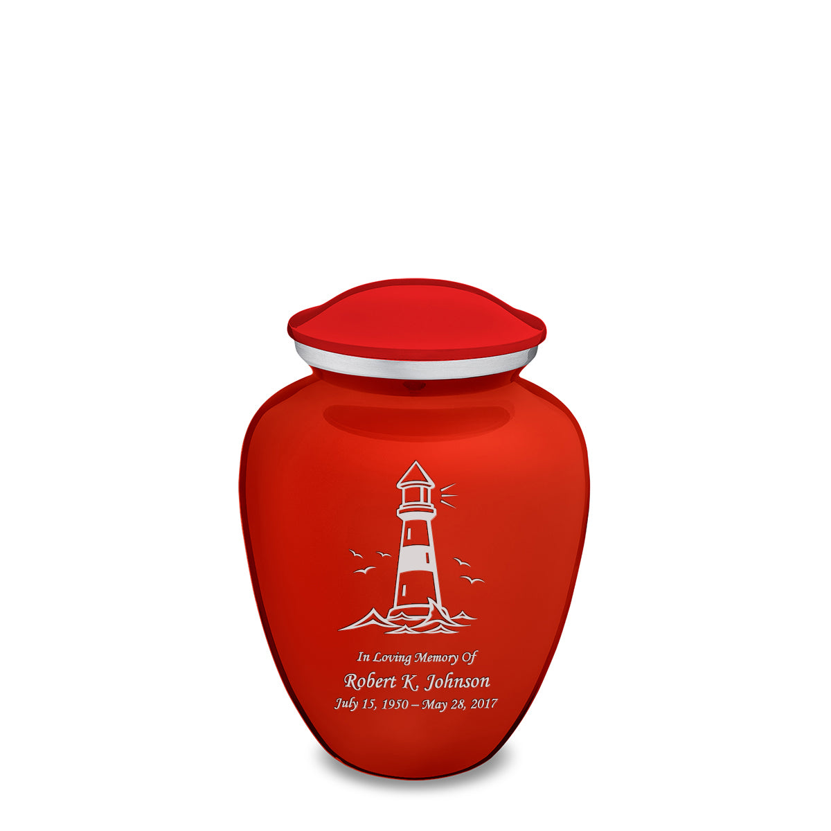 Medium Embrace Bright Red Lighthouse Cremation Urn