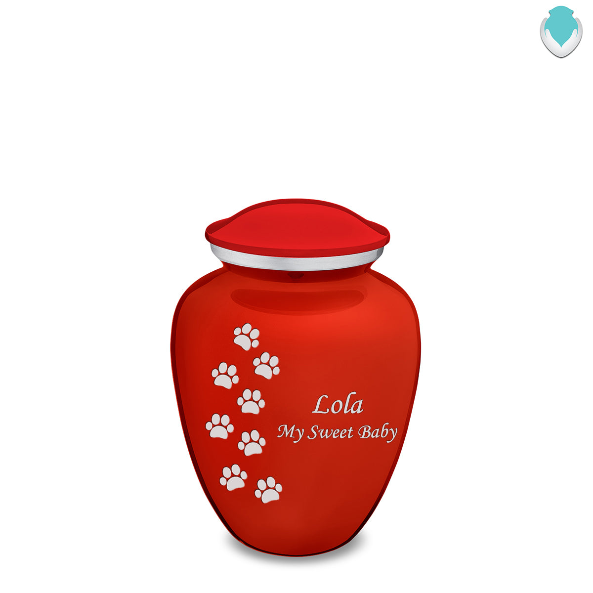 Medium Embrace Bright Red Walking Paws Pet Cremation Urn