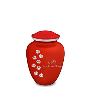 Medium Embrace Bright Red Walking Paws Pet Cremation Urn
