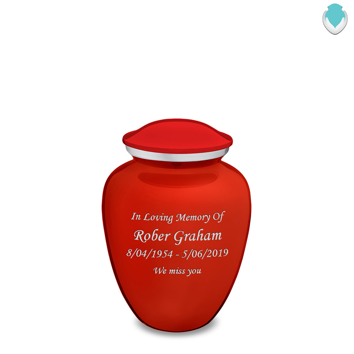 Medium Embrace Bright Red Custom Engraved Cremation Urn