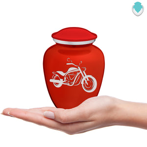 Medium Embrace Bright Red Motorcycle Cremation Urn