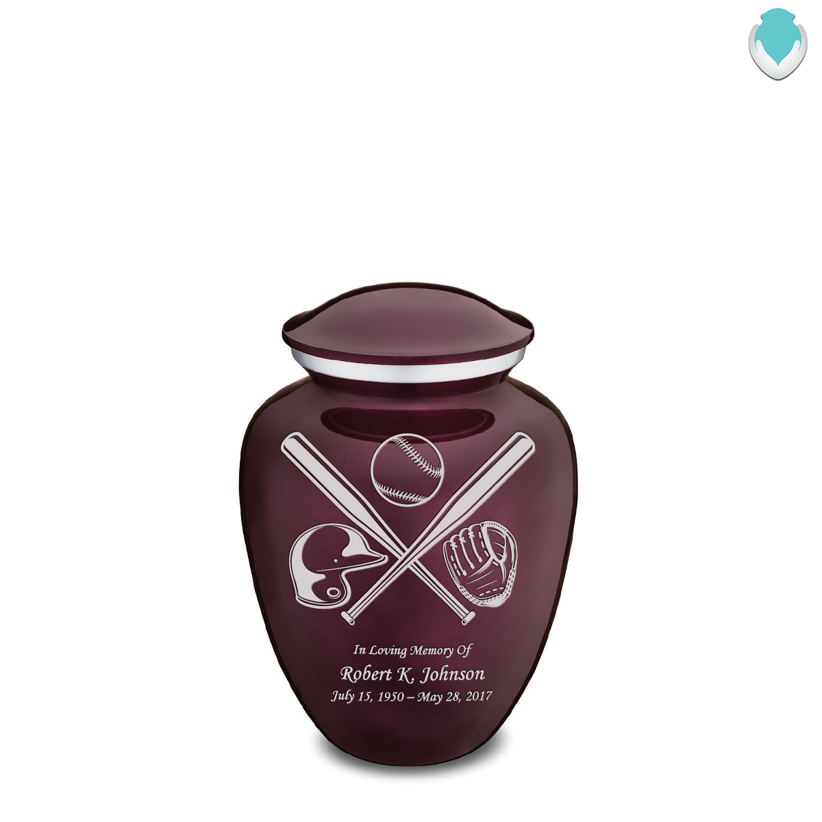 Medium Embrace Cherry Purple Baseball Cremation Urn