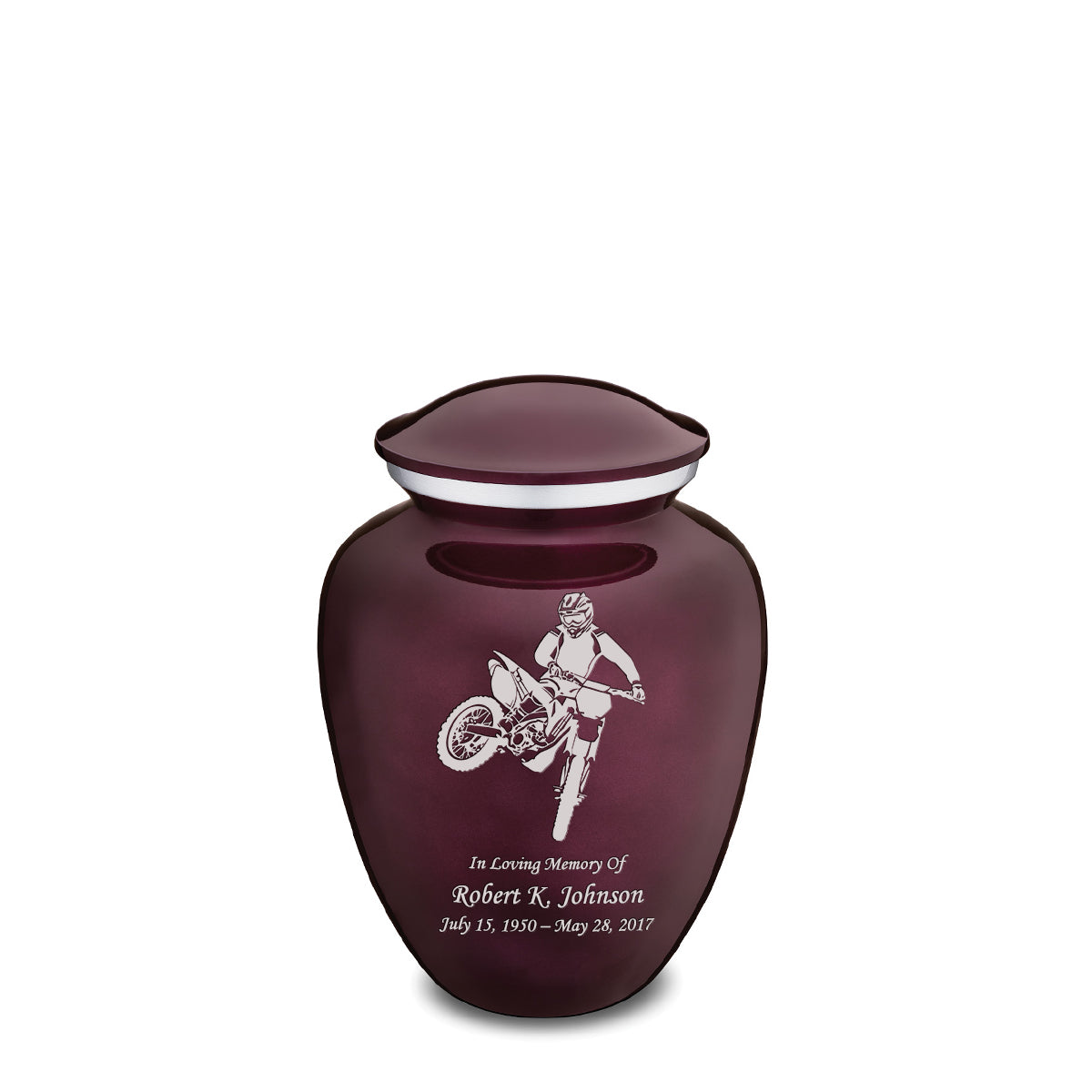 Medium Embrace Cherry Purple Dirt Bike Cremation Urn
