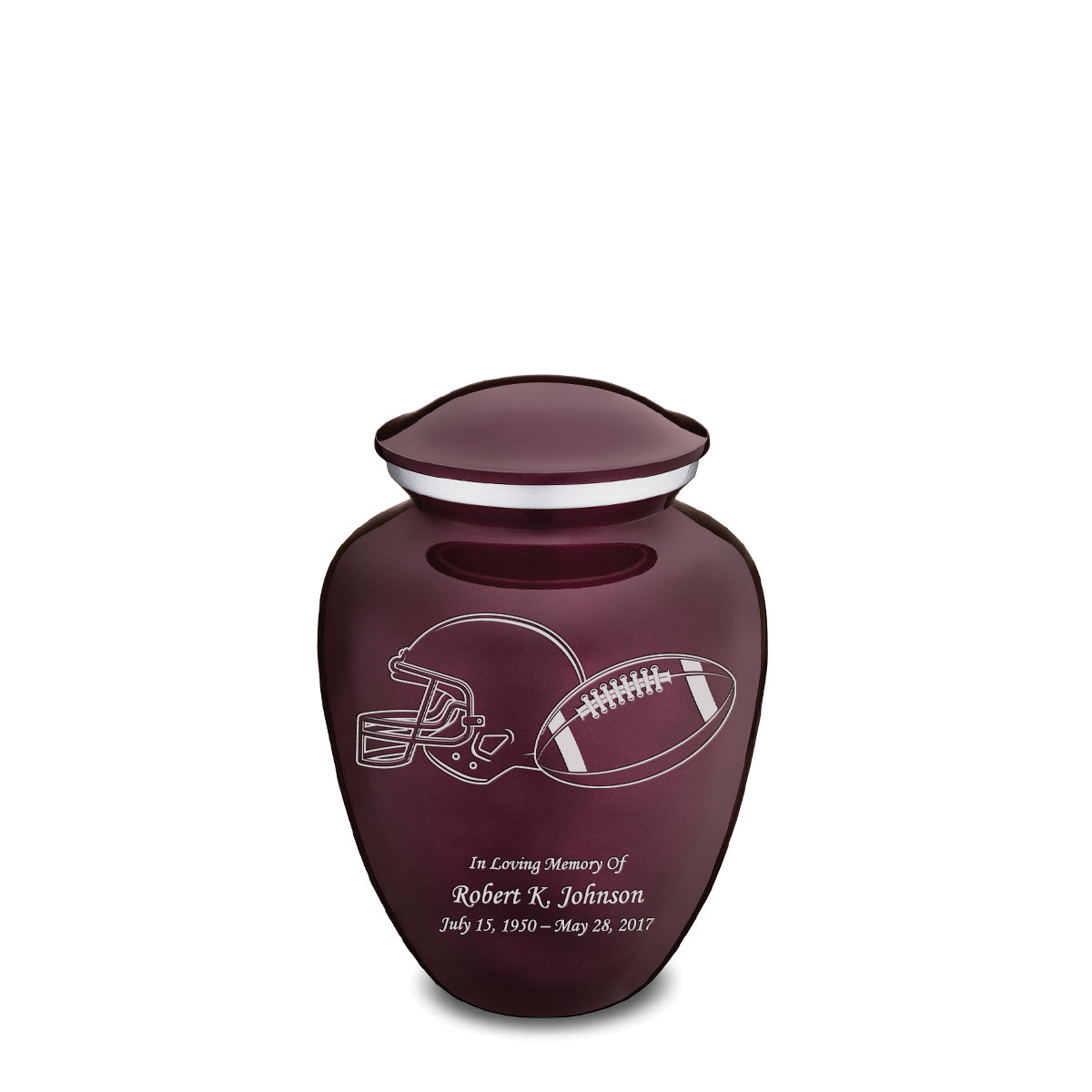 Medium Embrace Cherry Purple Football Cremation Urn