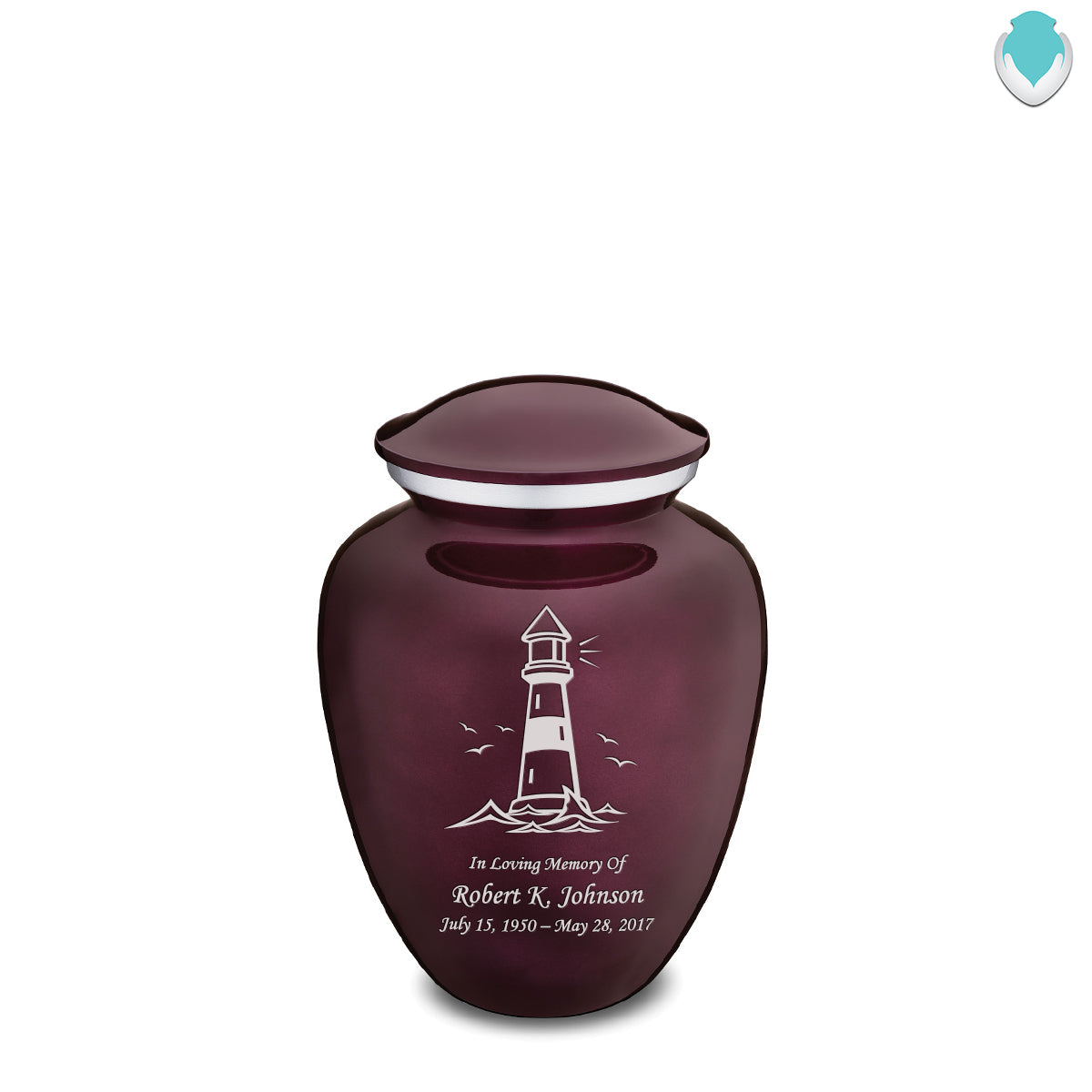Medium Embrace Cherry Purple Lighthouse Cremation Urn