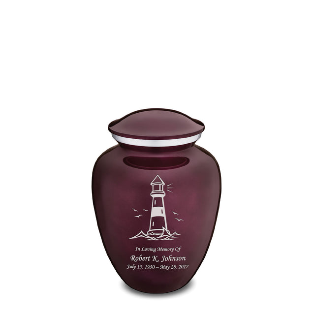 Medium Embrace Cherry Purple Lighthouse Cremation Urn