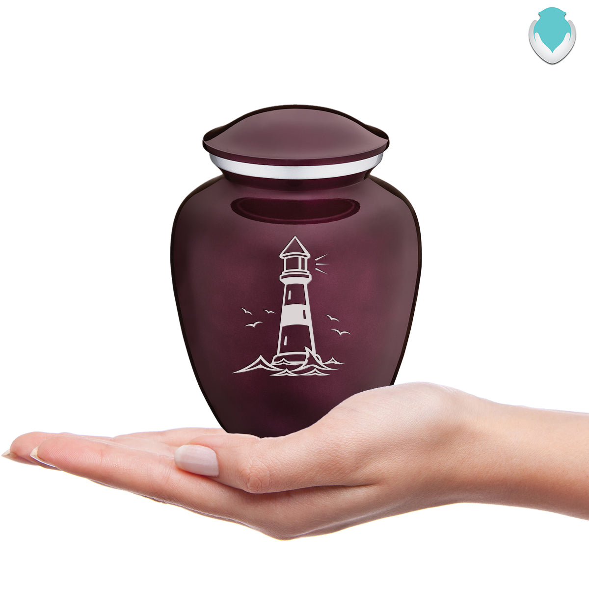 Medium Embrace Cherry Purple Lighthouse Cremation Urn