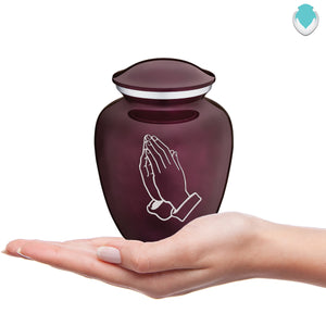 Medium Embrace Cherry Purple Praying Hands Cremation Urn