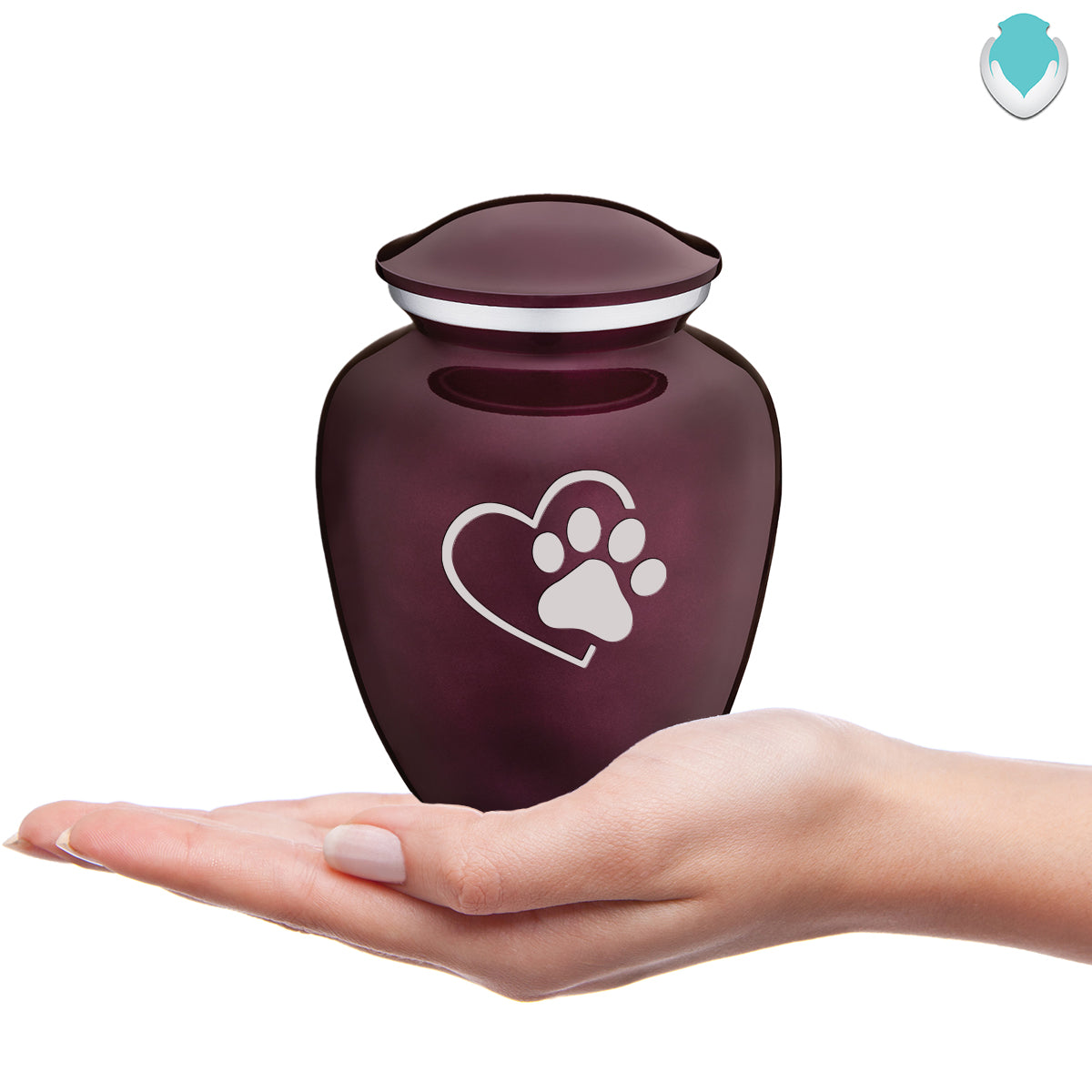 Medium Embrace Cherry Purple Single Paw Heart Pet Cremation Urn