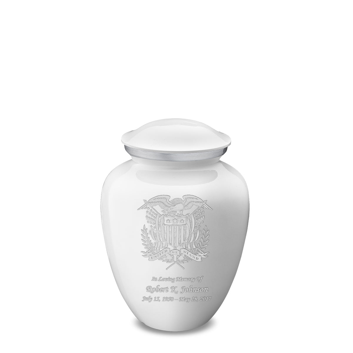 Medium Embrace White American Glory Cremation Urn