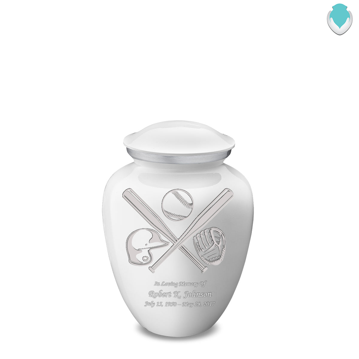 Medium Embrace White Baseball Cremation Urn