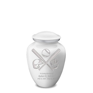 Medium Embrace White Baseball Cremation Urn