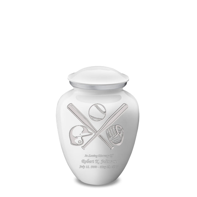 Medium Embrace White Baseball Cremation Urn