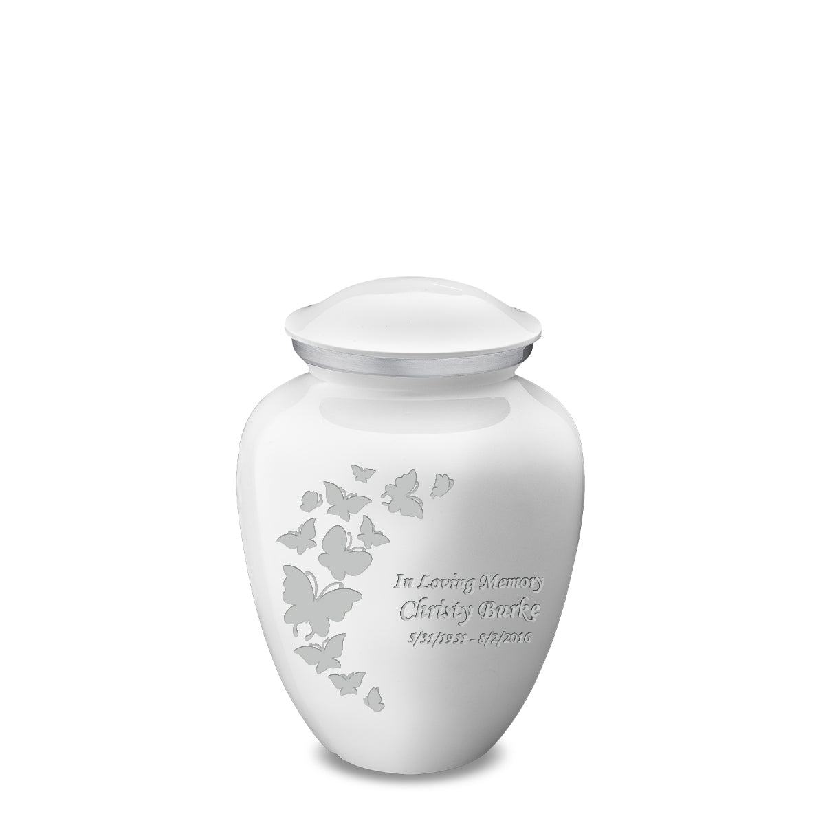 Medium Embrace White Butterfly Cremation Urn
