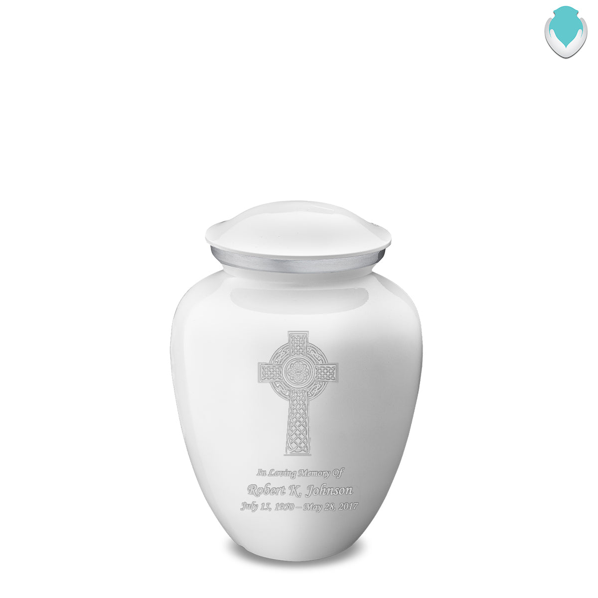 Medium Embrace White Celtic Cross Cremation Urn