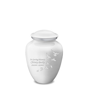 Medium Embrace White Doves Cremation Urn