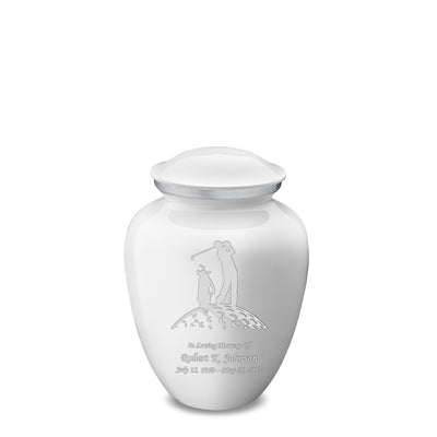 Medium Embrace White Golfer Cremation Urn