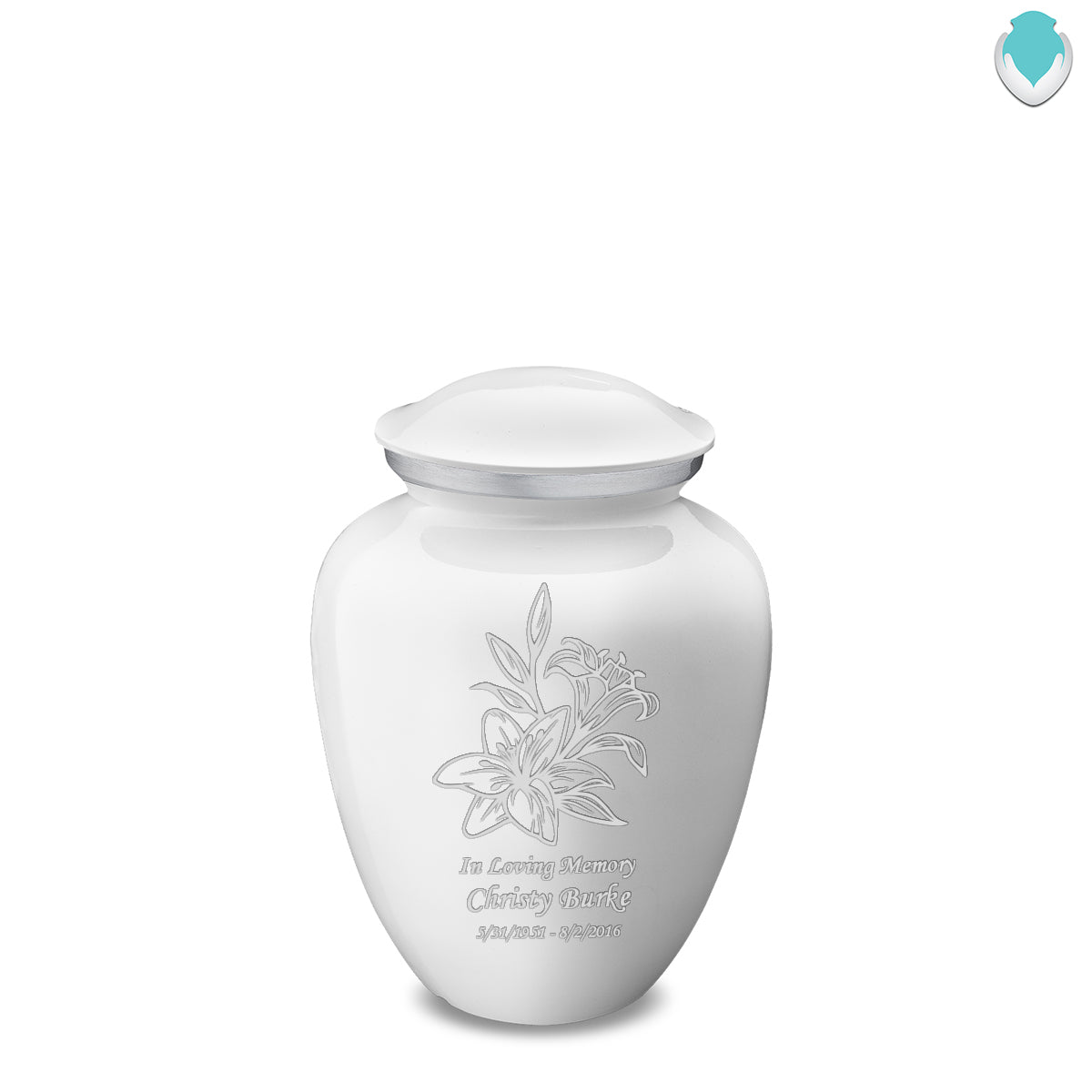 Medium Embrace White Lily Cremation Urn