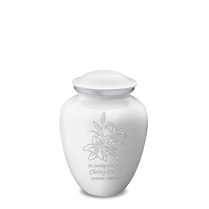 Medium Embrace White Lily Cremation Urn