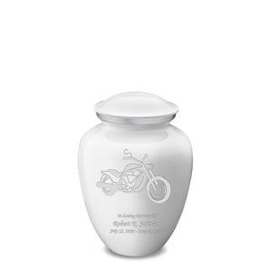 Medium Embrace White Motorcycle Cremation Urn