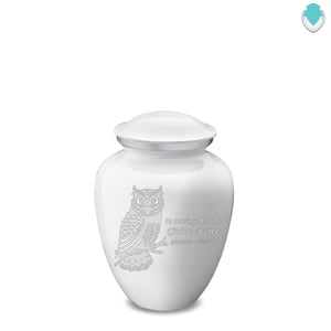 Medium Embrace White Owl Cremation Urn
