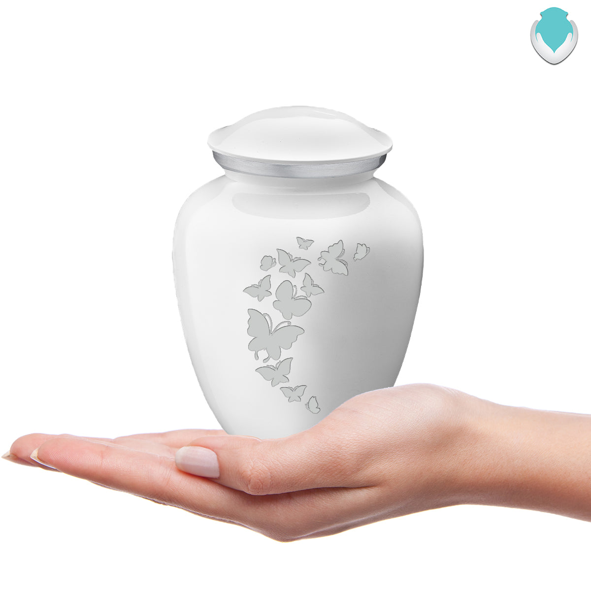 Medium Embrace White Butterfly Cremation Urn