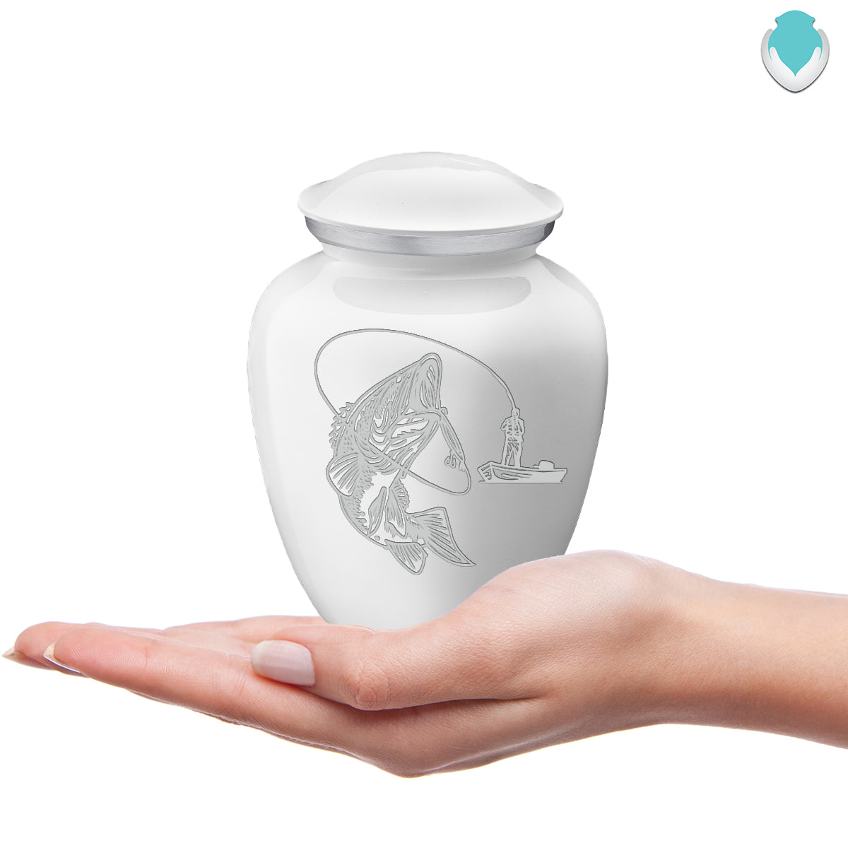 Medium Embrace White Fishing Cremation Urn