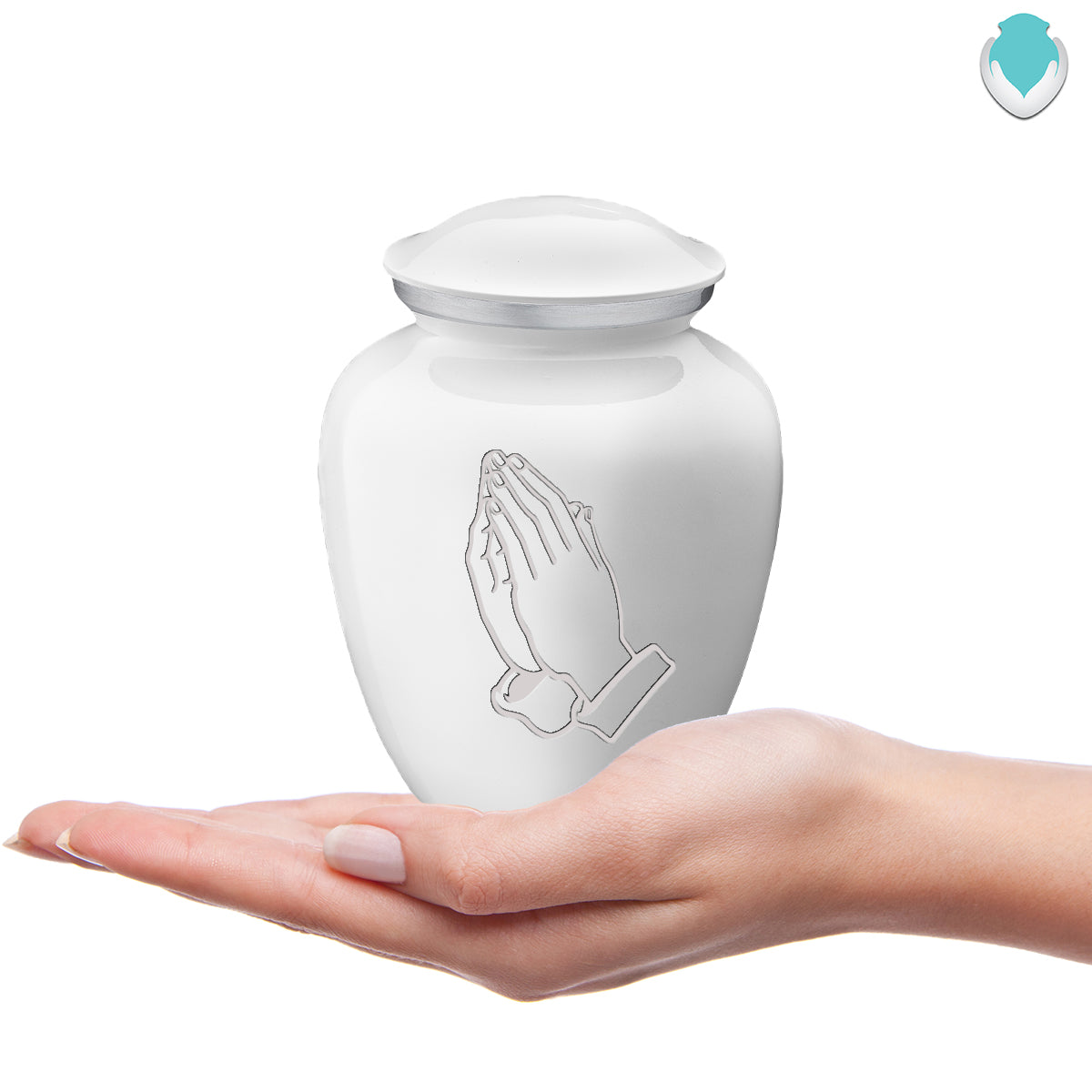 Medium Embrace White Praying Hands Cremation Urn