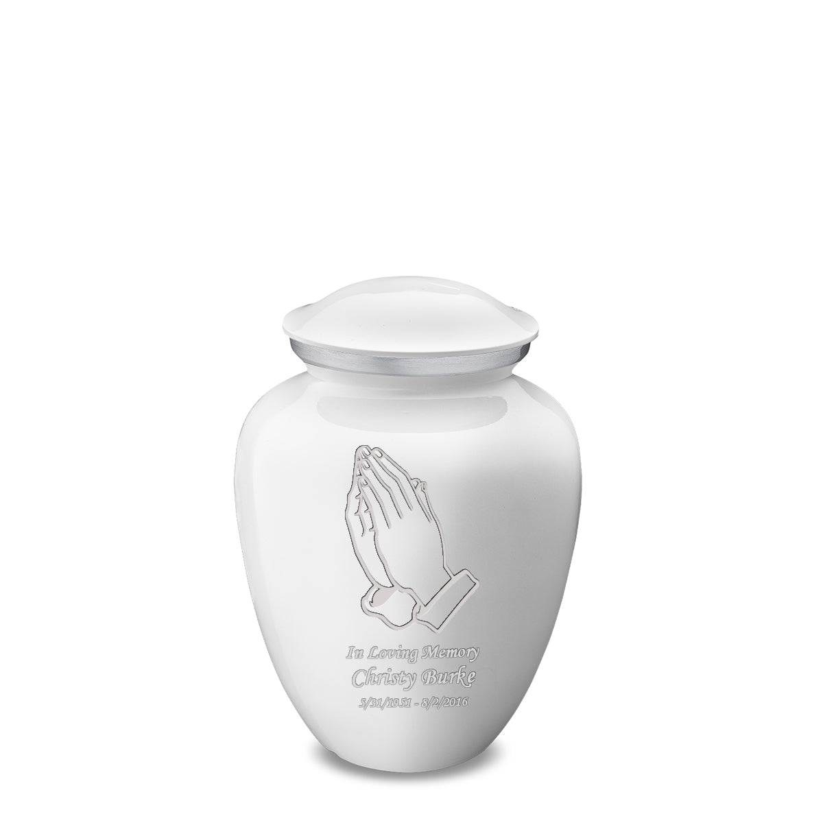 Medium Embrace White Praying Hands Cremation Urn