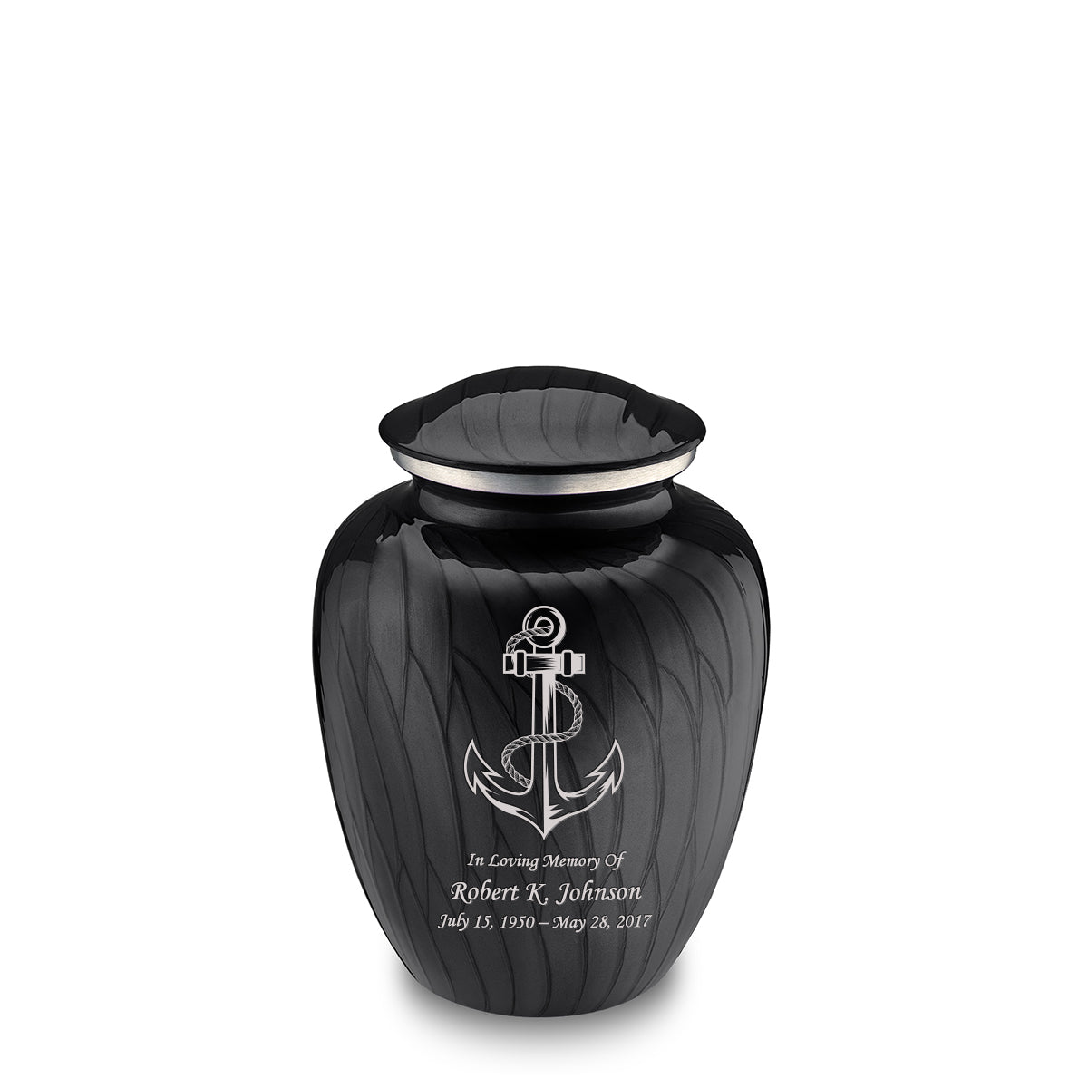 Medium Embrace Pearl Black Anchor Cremation Urn