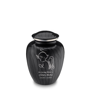 Medium Embrace Pearl Black Angel Cremation Urn
