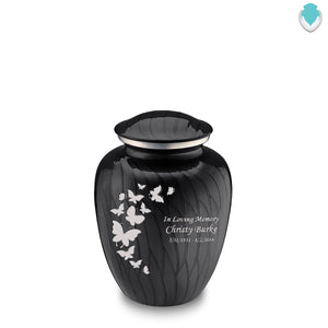 Medium Embrace Pearl Black Butterfly Cremation Urn