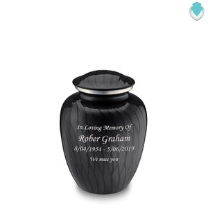 Medium Embrace Pearl Black Custom Engraved Cremation Urn