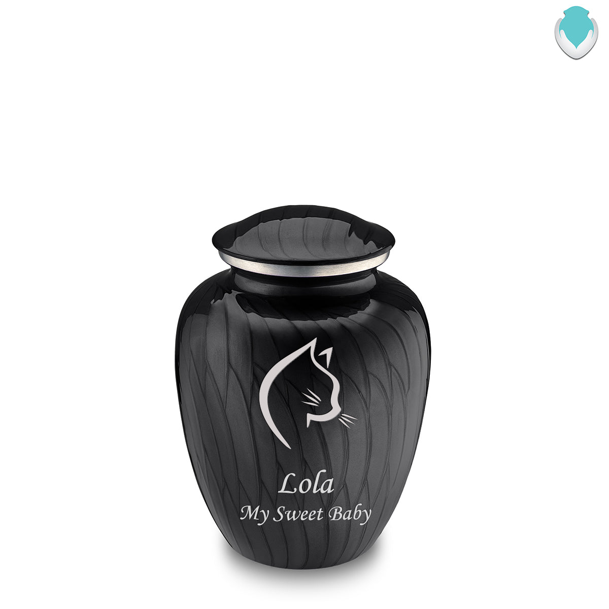 Medium Embrace Pearl Black Cat Pet Cremation Urn