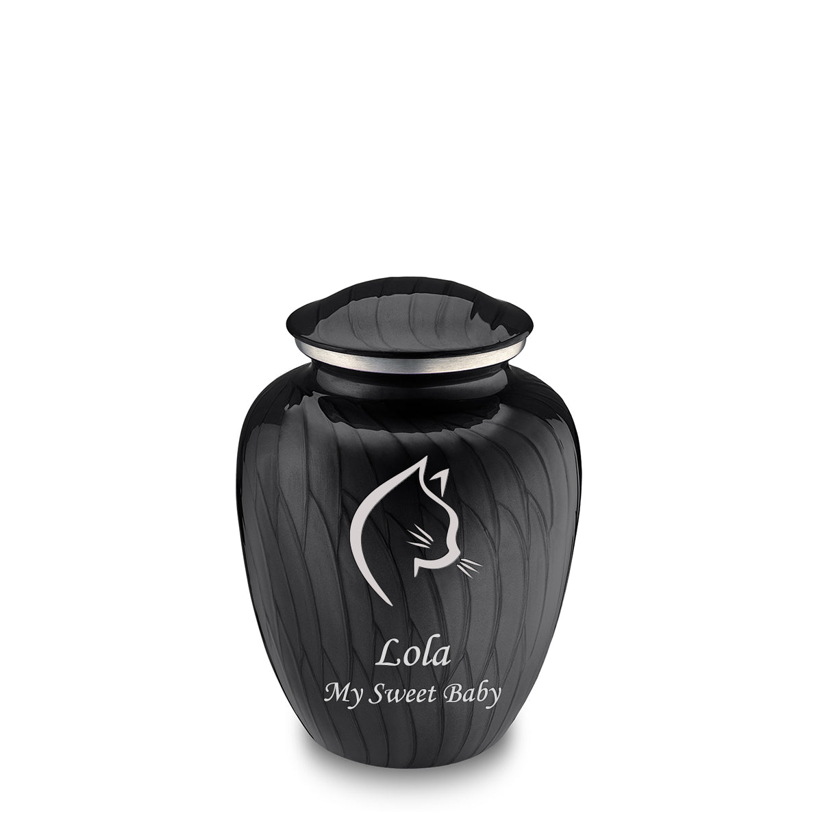 Medium Embrace Pearl Black Cat Pet Cremation Urn