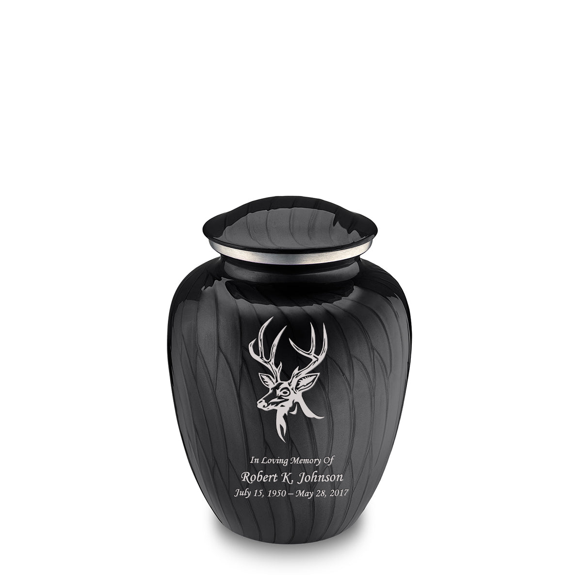 Medium Embrace Pearl Black Deer Cremation Urn