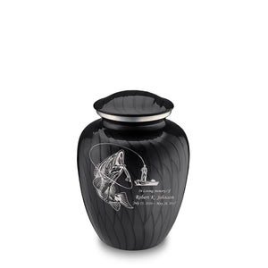 Medium Embrace Pearl Black Fishing Cremation Urn