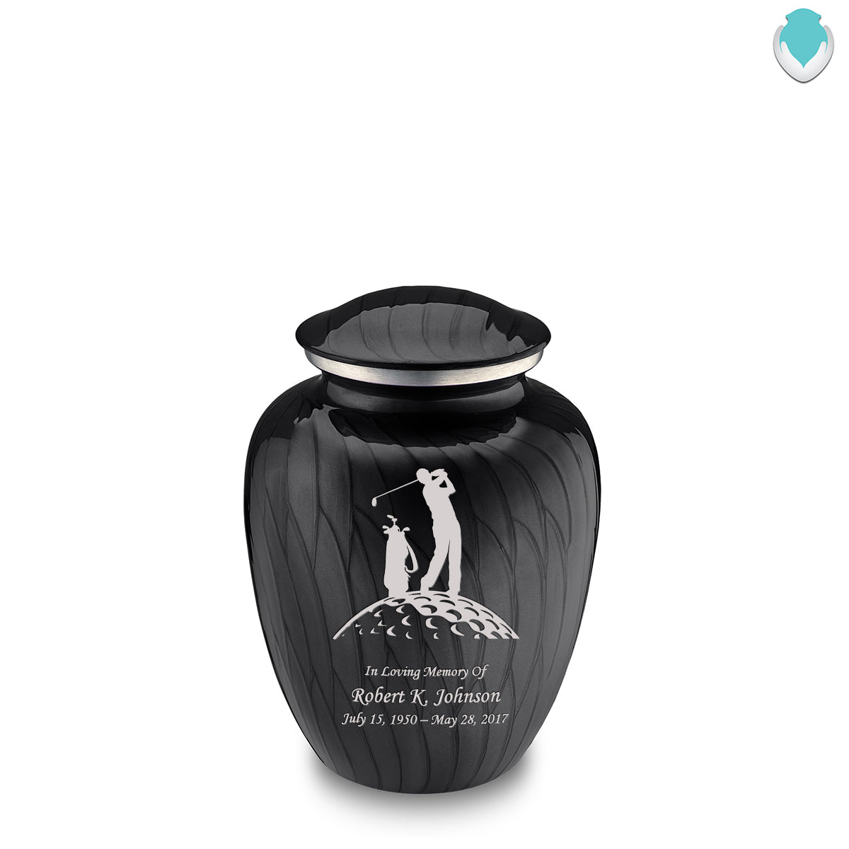 Medium Embrace Pearl Black Golf Cremation Urn