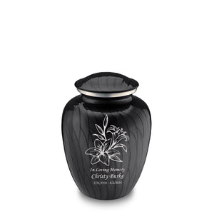 Medium Embrace Pearl Black Lily Cremation Urn