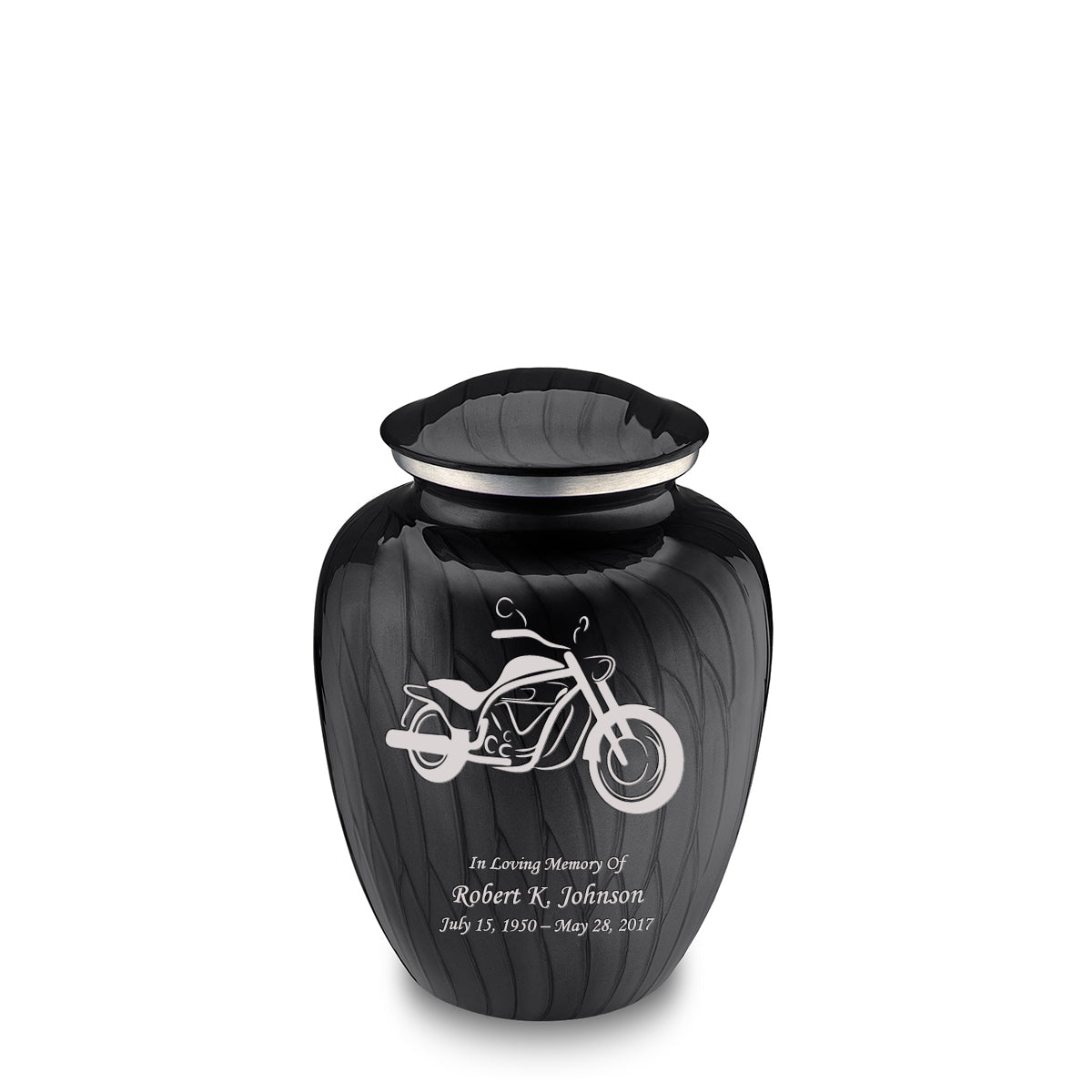 Medium Embrace Pearl Black Motorcycle Cremation Urn