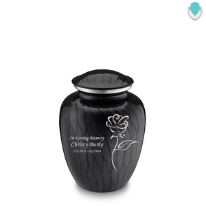 Medium Embrace Pearl Black Rose Cremation Urn