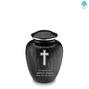 Medium Embrace Pearl Black Simple Cross Cremation Urn